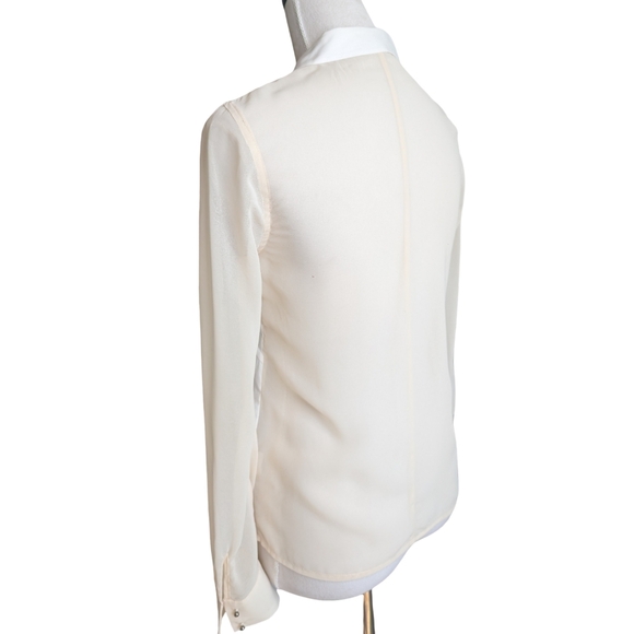 J Brand White Cotton Sheer Contrast Sleeve Blouse XS - Picture 10 of 16